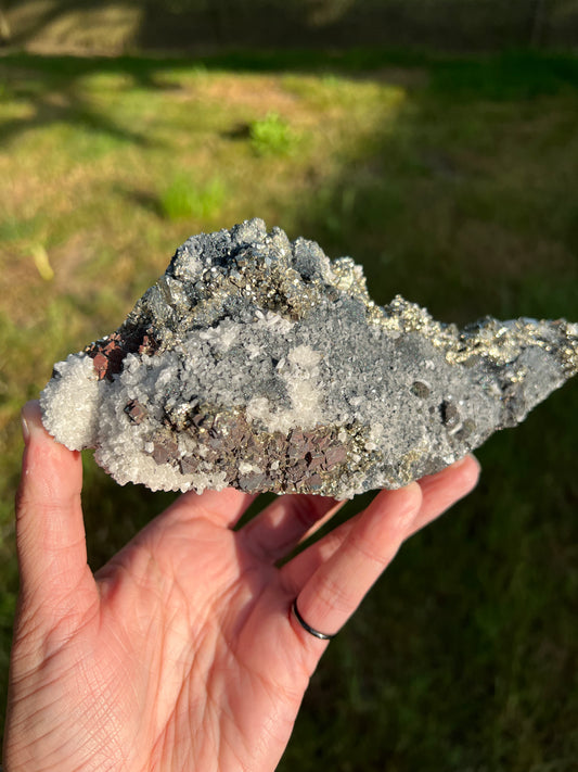 Pyrite, Calcite, Hematite Galena Specimen