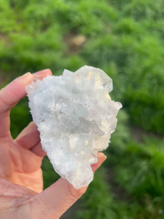 Calcite with Rainbow filled icy fluorite cubes. - China 42