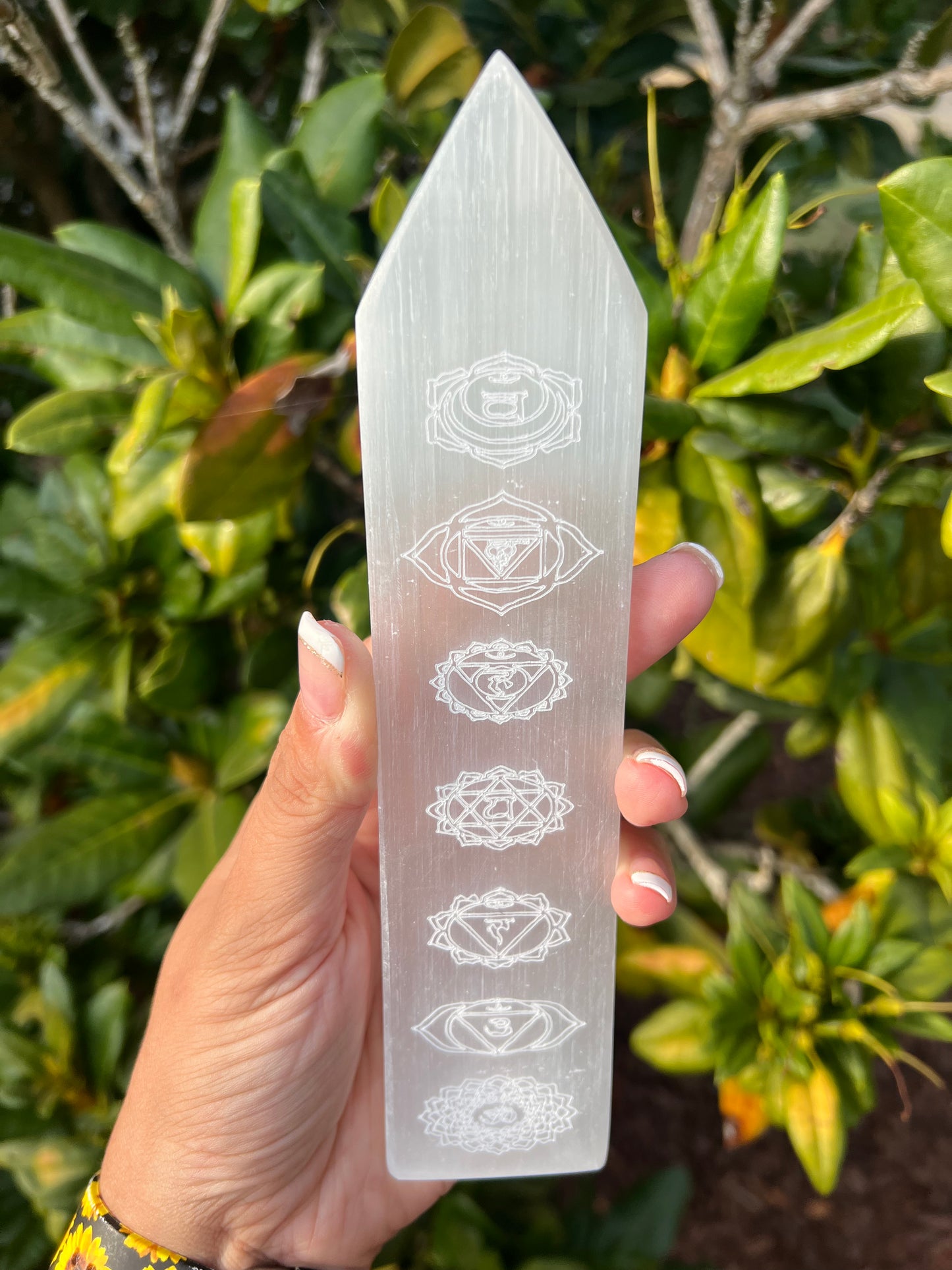 Selenite etched Skinny Plate