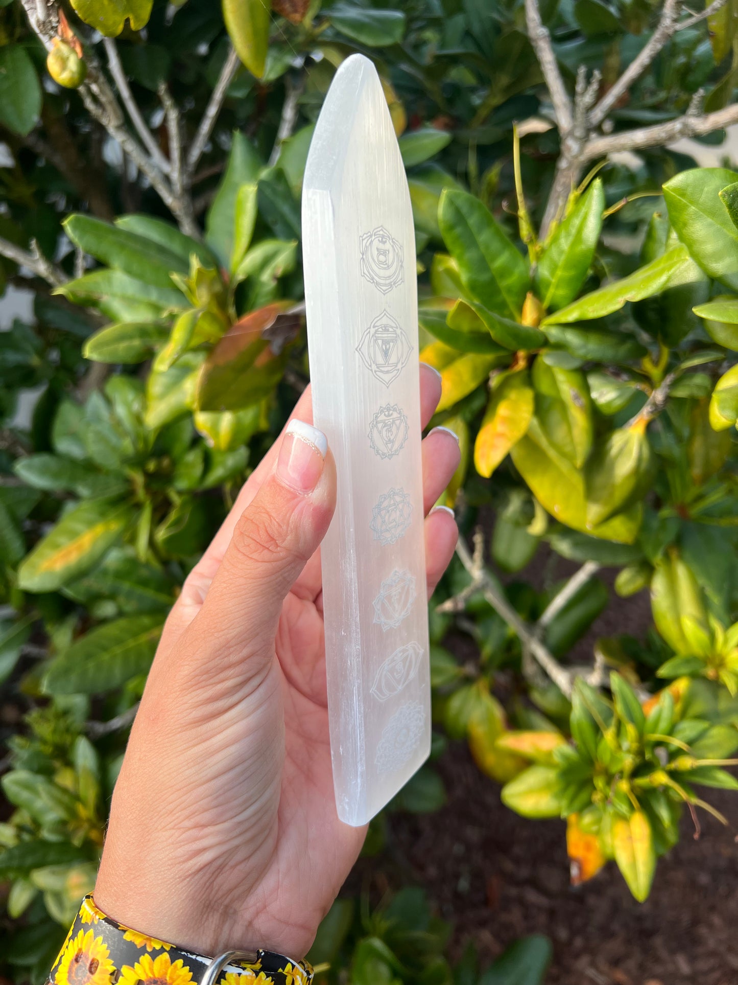Selenite etched Skinny Plate