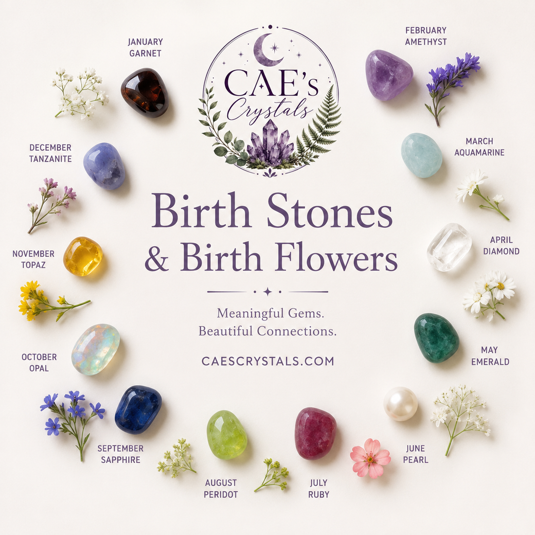 Birthstones and Crystal Meanings: Spiritual Guide + Crystal Alternatives for Each Month