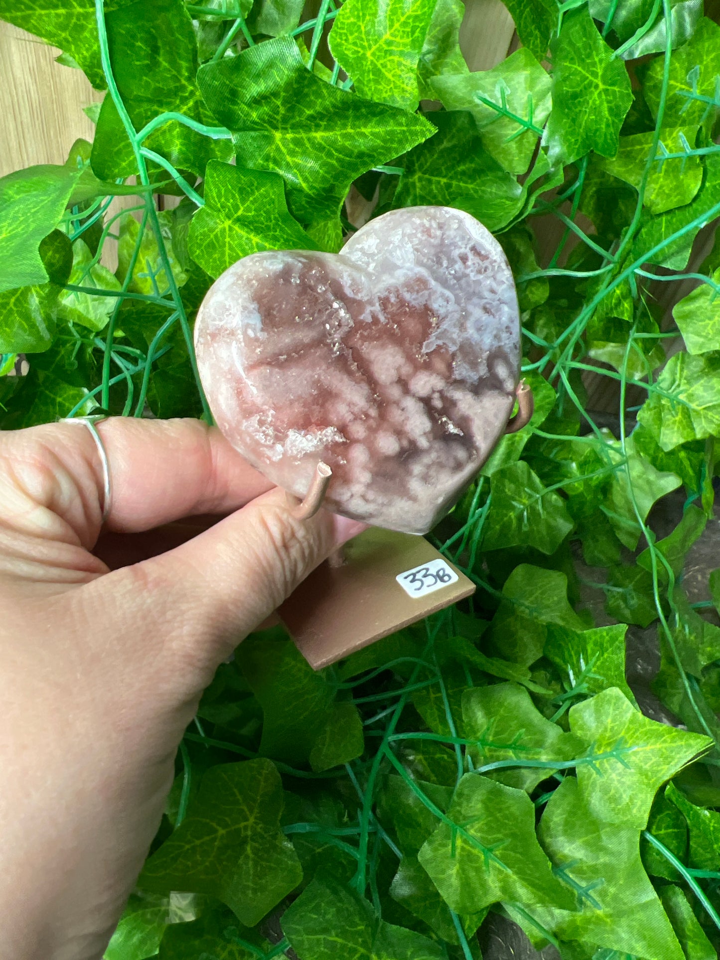 Pink Amethyst Heart on Stand (33B)