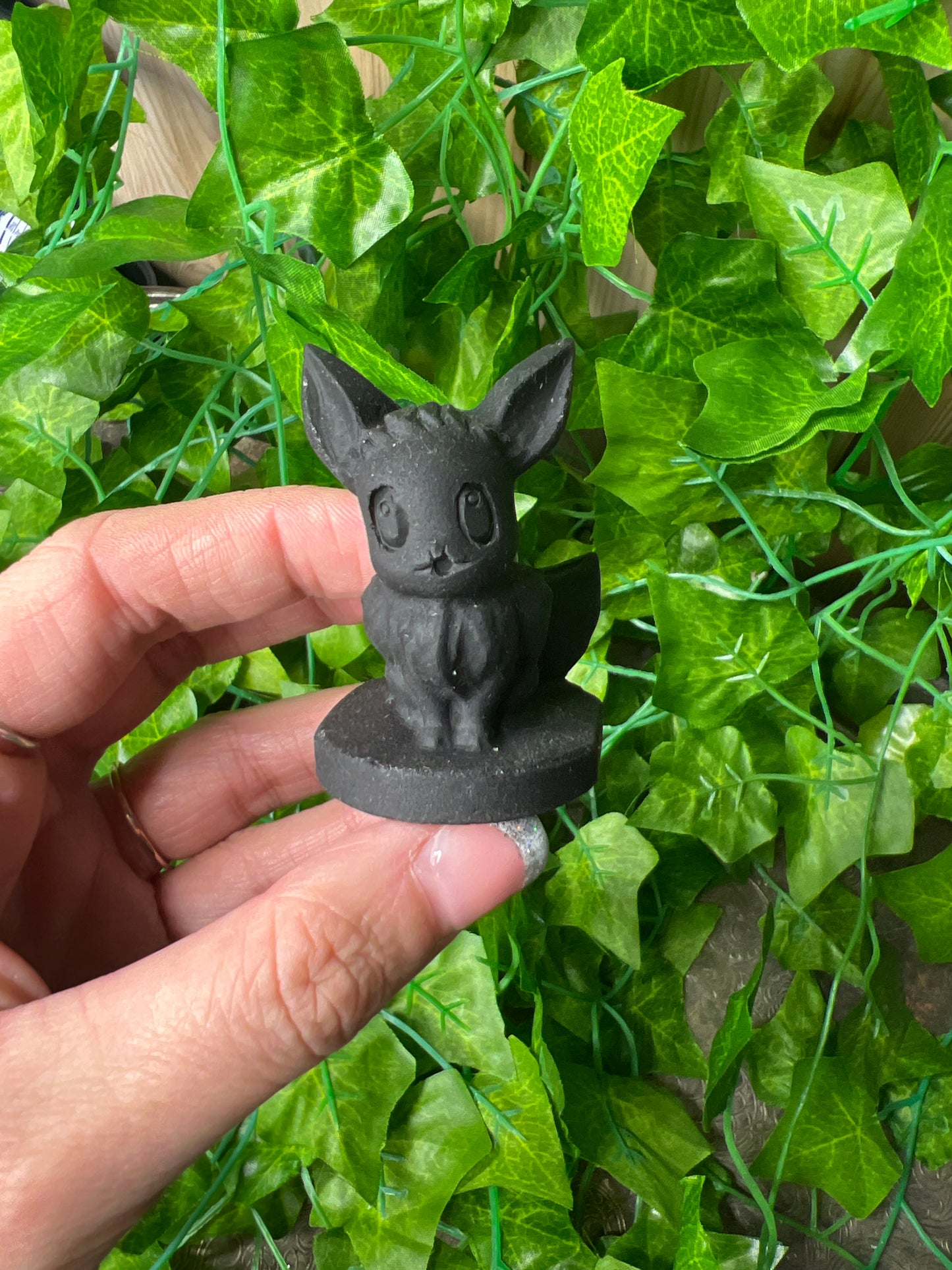 Eeve Pokémon Obsidian carving Unpolished.