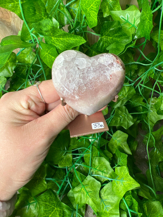Pink Amethyst Heart on Stand (33A)