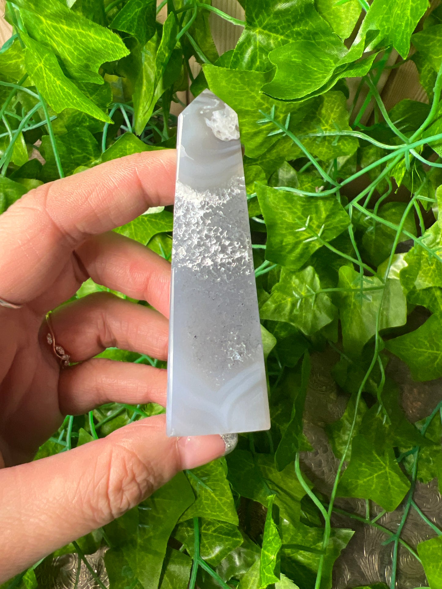 Brazilian Druzy Agate Obelisk (17B)