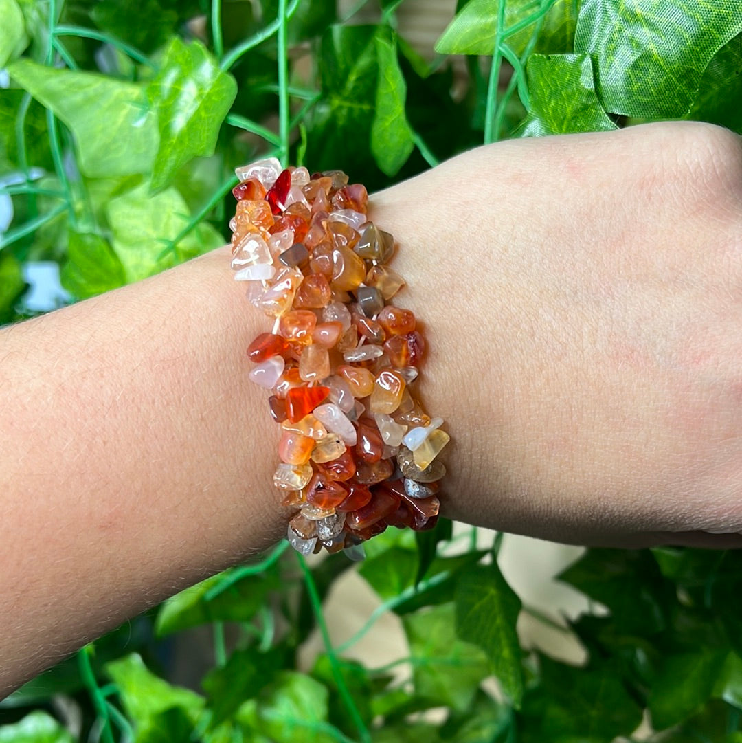 Carnelian Agate Bangle chip bracelet