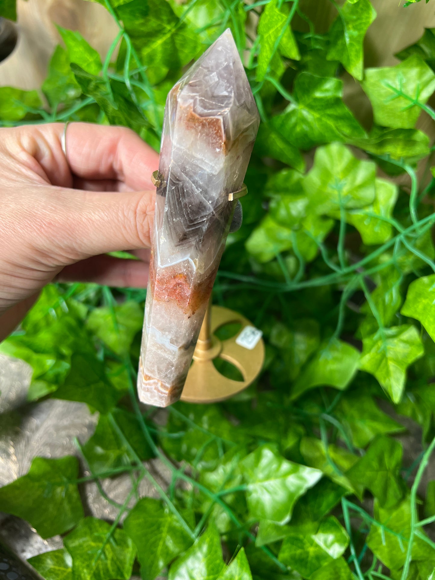 Amethyst Crazy Lace Agate wand on stand 25B