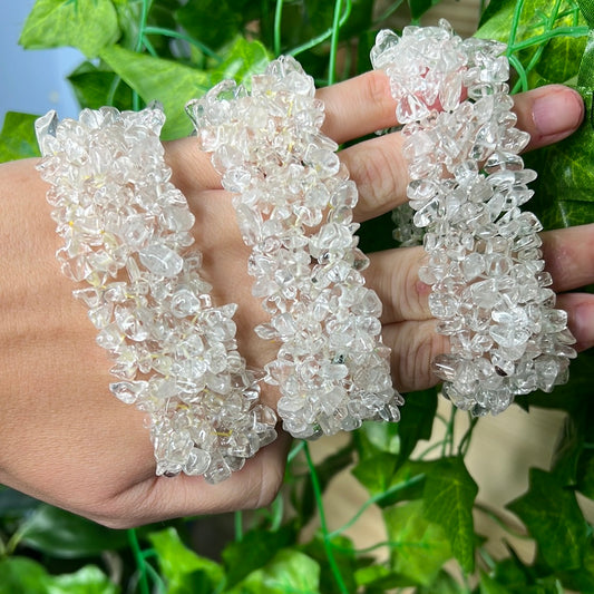 Clear Quartz chip bangle bracelet