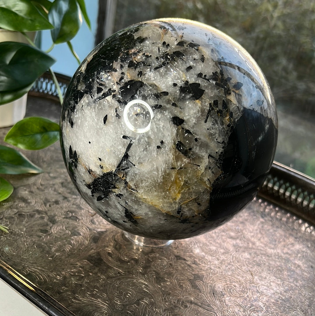 Tourmaline in Quartz  Sphere