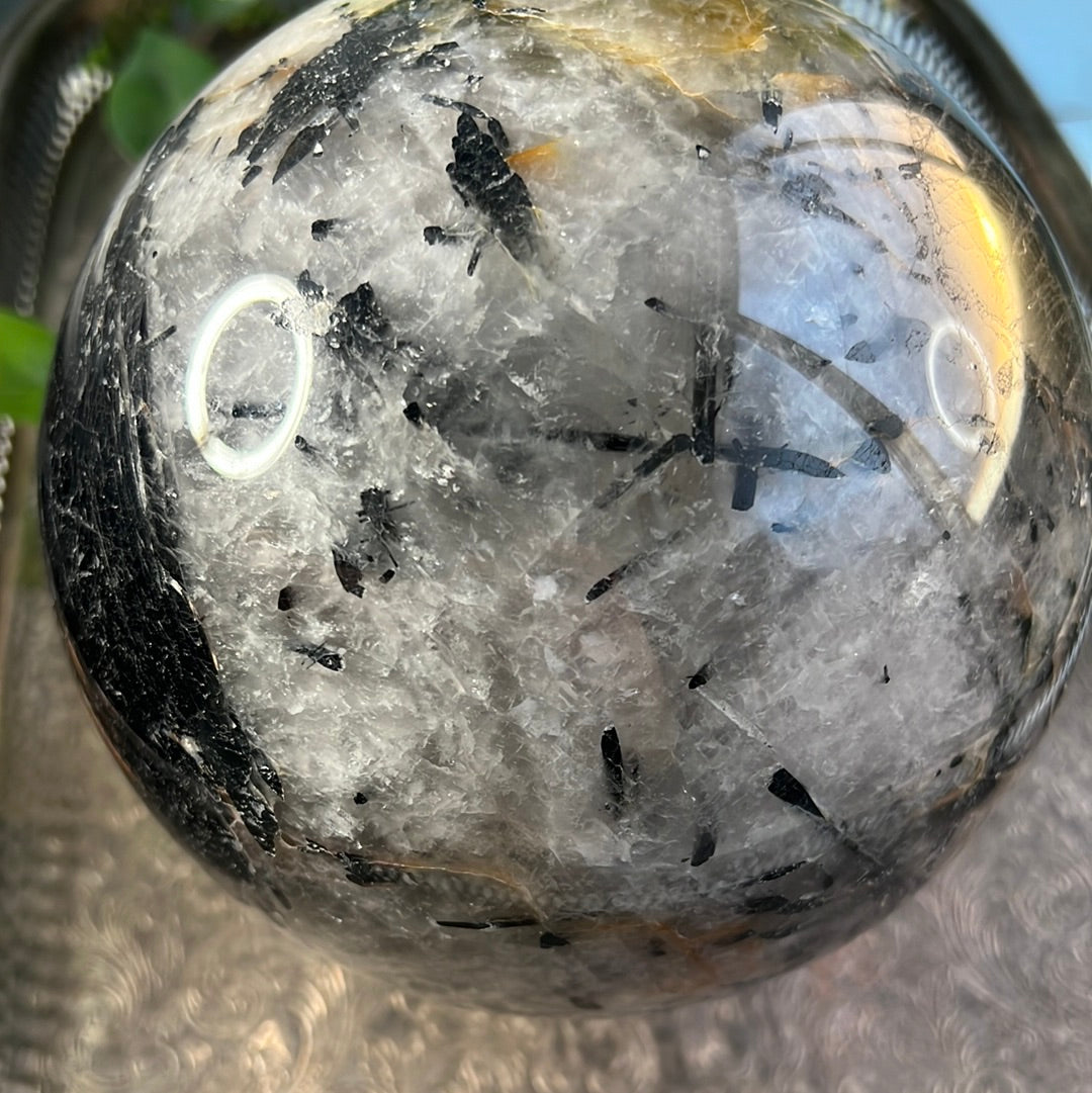 Tourmaline in Quartz  Sphere