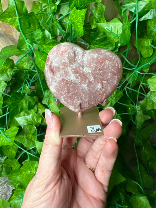 Pink Amethyst Heart on Stand (26a)