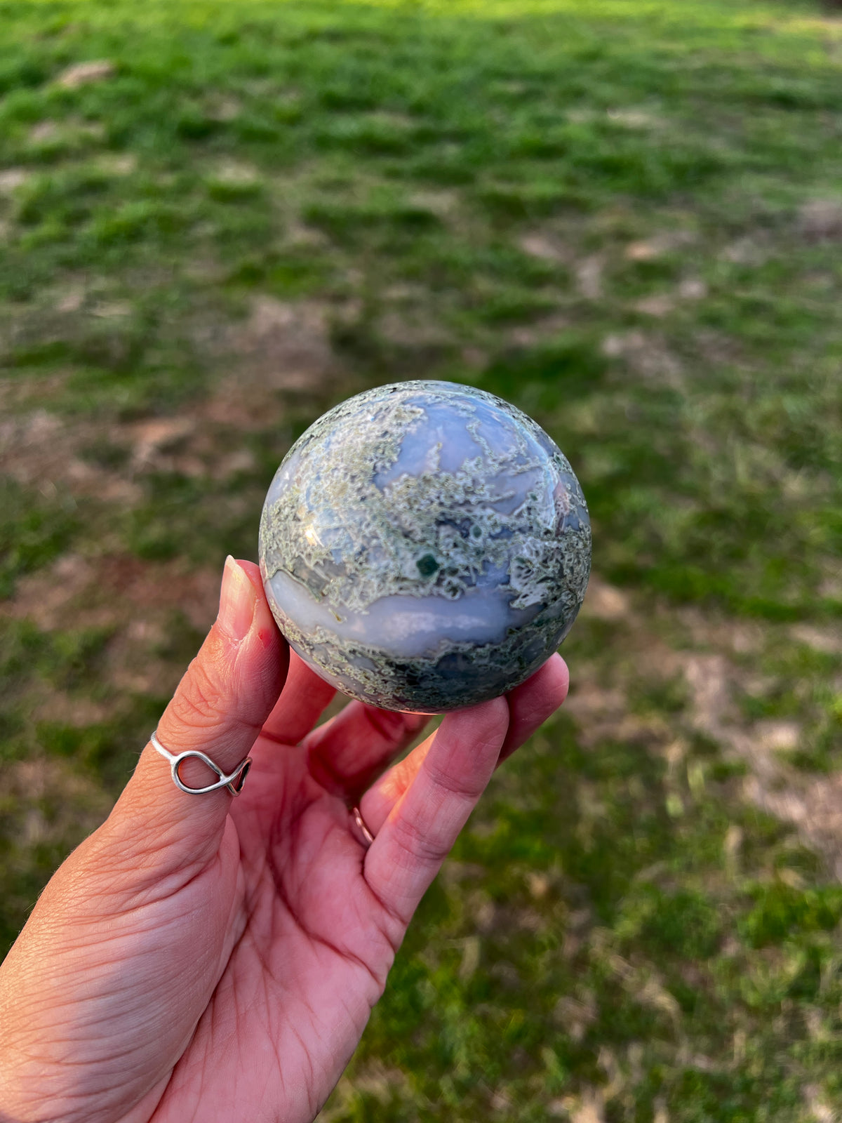 Quartzy Moss Agate Sphere | Natural Green Crystal Sphere