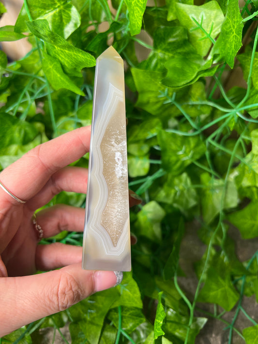 Brazilian Druzy Agate Obelisk (24A)