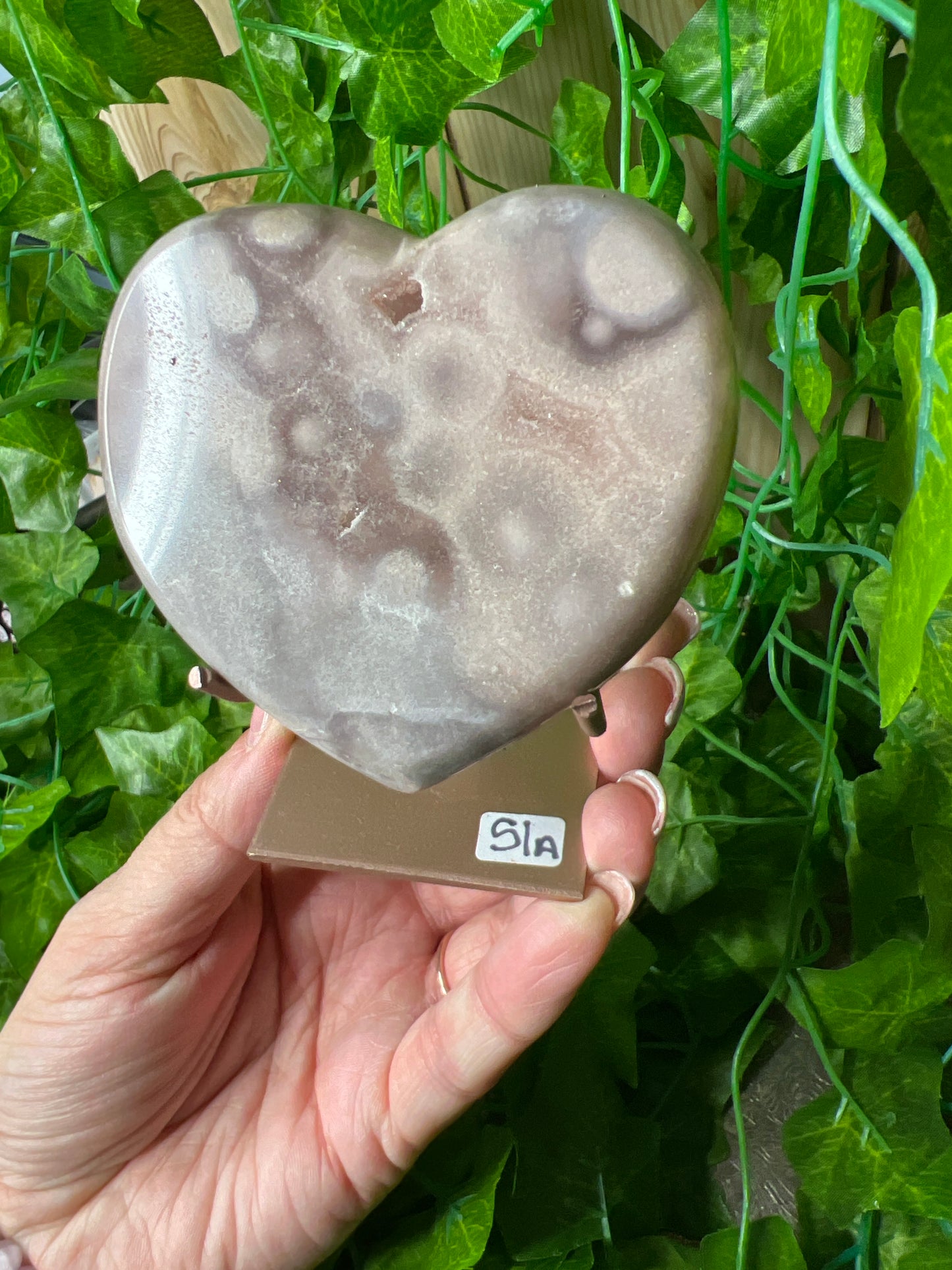 Pink Amethyst Heart on Stand (51A)