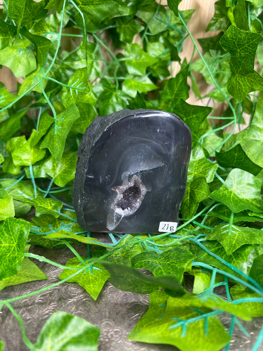 Brazilian Mini Amethyst Cathedral with Agate (21B) - N
