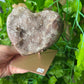 Pink Amethyst Heart on stand  (115)