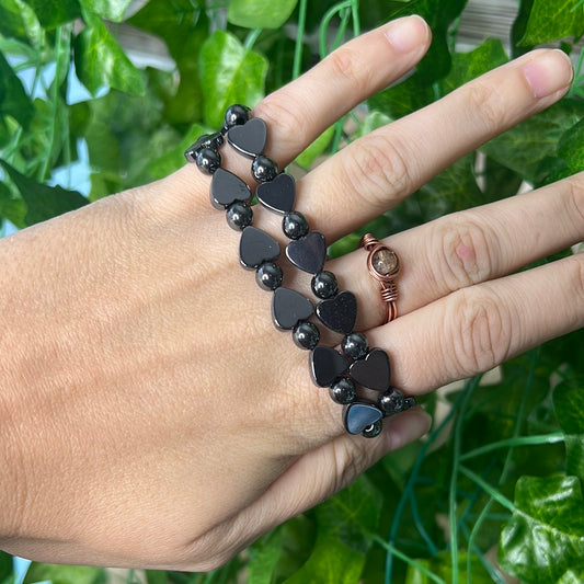 Hematite heart bracelet