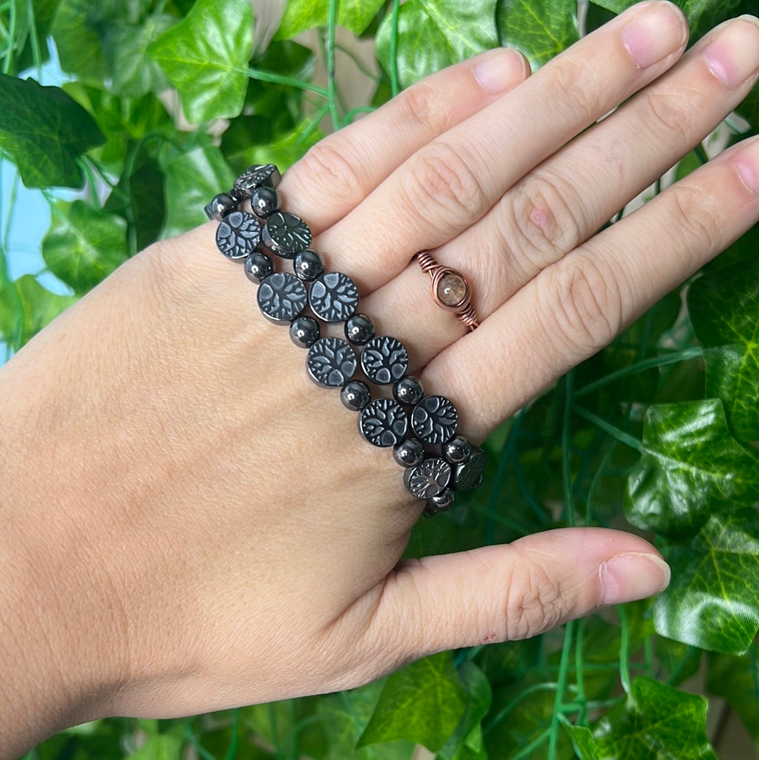 Hematite tree of life bracelet