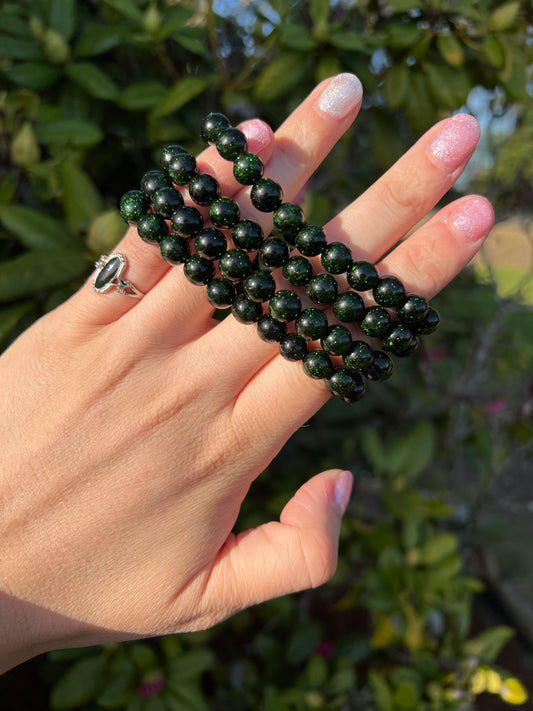 Green goldstone bracelet (manmade)