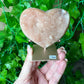 Pink Amethyst Heart on Stand (56a)