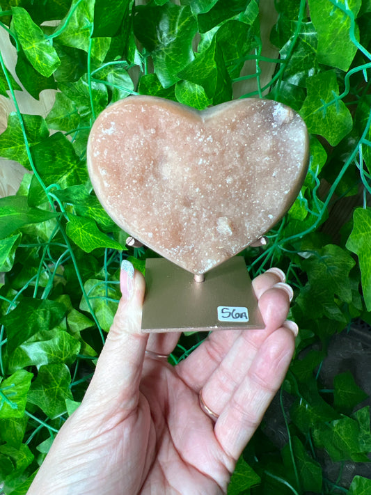 Pink Amethyst Heart on Stand (56a)