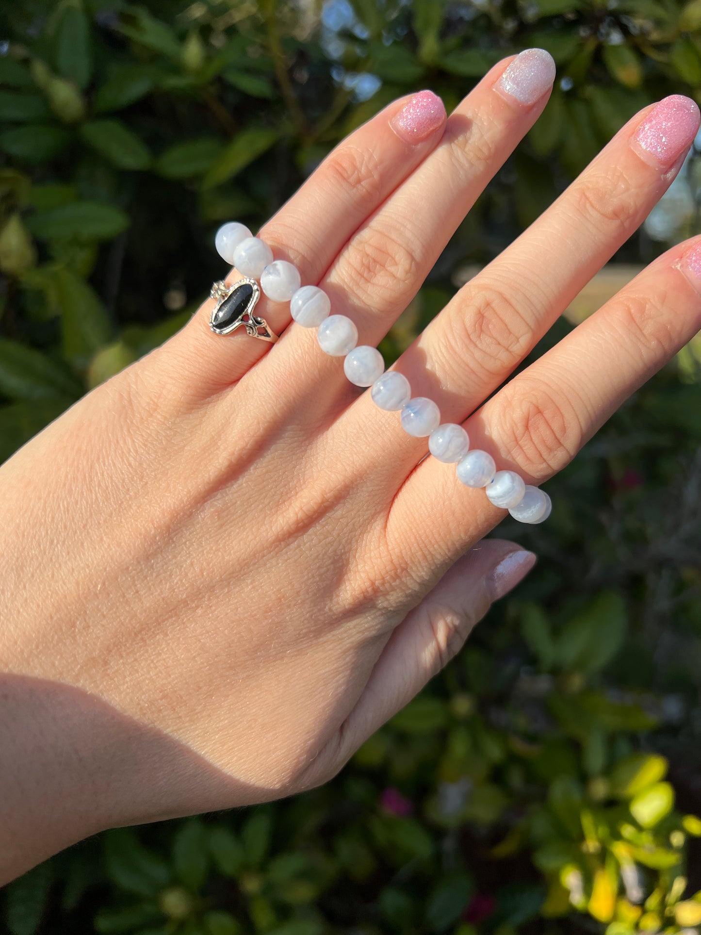 Banded Blue lace Agate bracelet