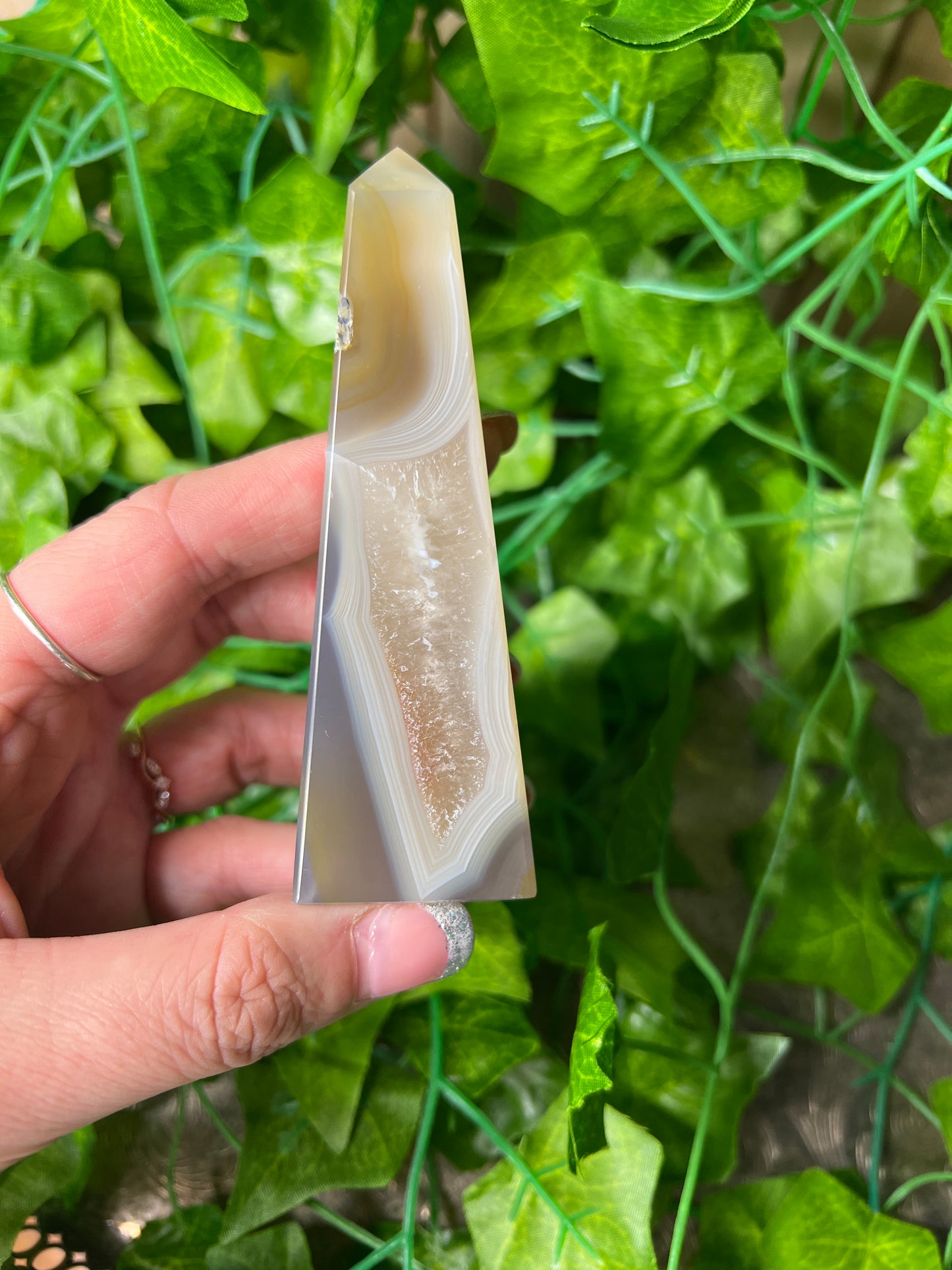 Brazilian Druzy Agate Obelisk (24B)