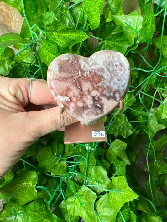 Pink Amethyst Heart on Stand (33B)
