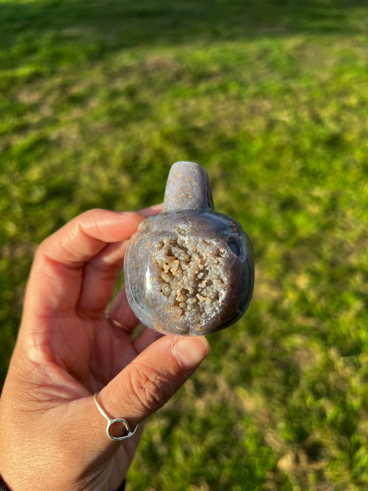 Hand carved Grape agate Pumpkin from Indonesia
