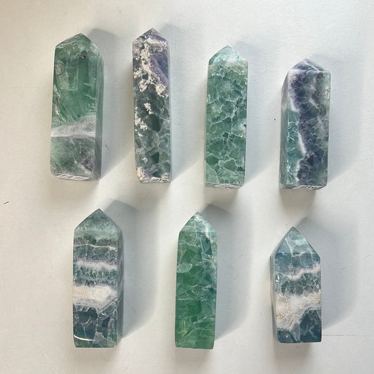 Mexican Fluorite HQ Towers (rainbow filled)