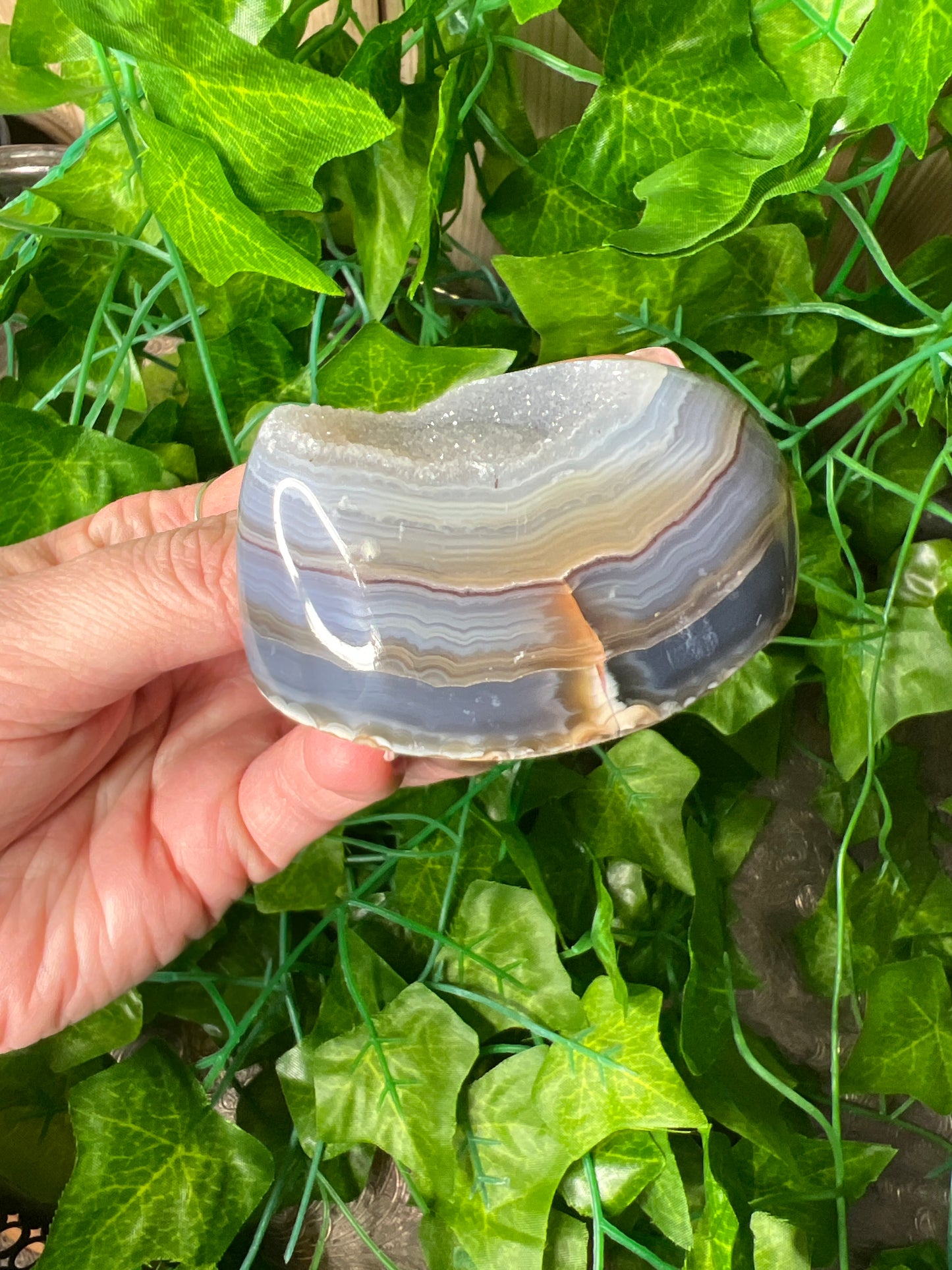 Brazilian Druzy banded Agate Freeform. (17A)