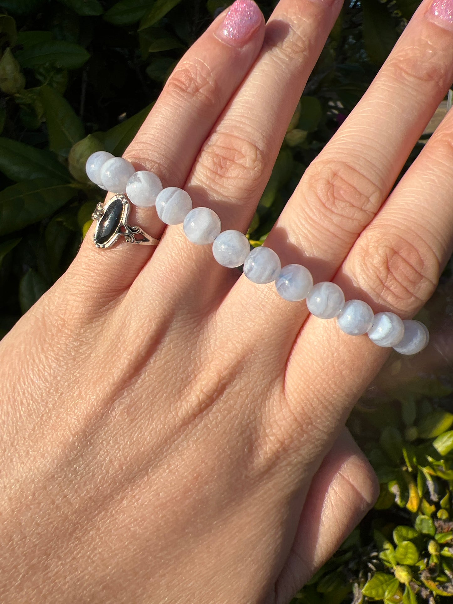Banded Blue lace Agate bracelet