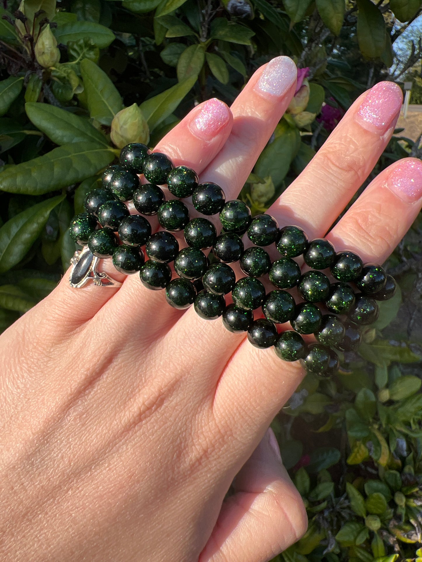 Green goldstone bracelet (manmade)