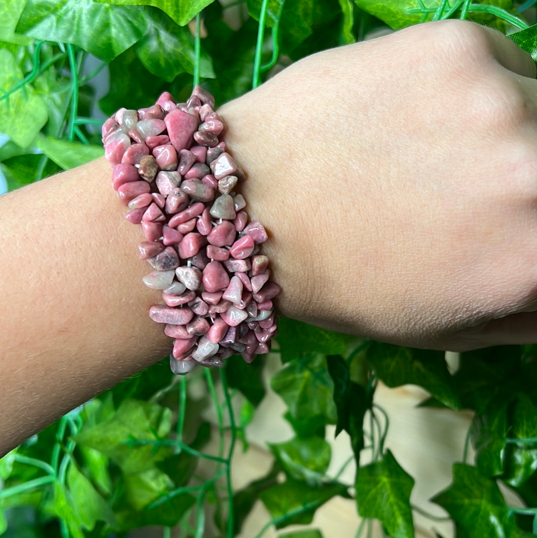 Rhodonite Bangle chip bracelet