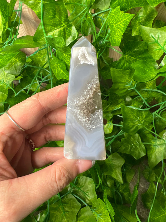 Brazilian Druzy Agate Obelisk (21A)