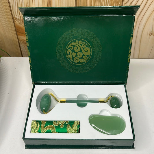 Green Aventurine Qua Sha / Face Roller Set