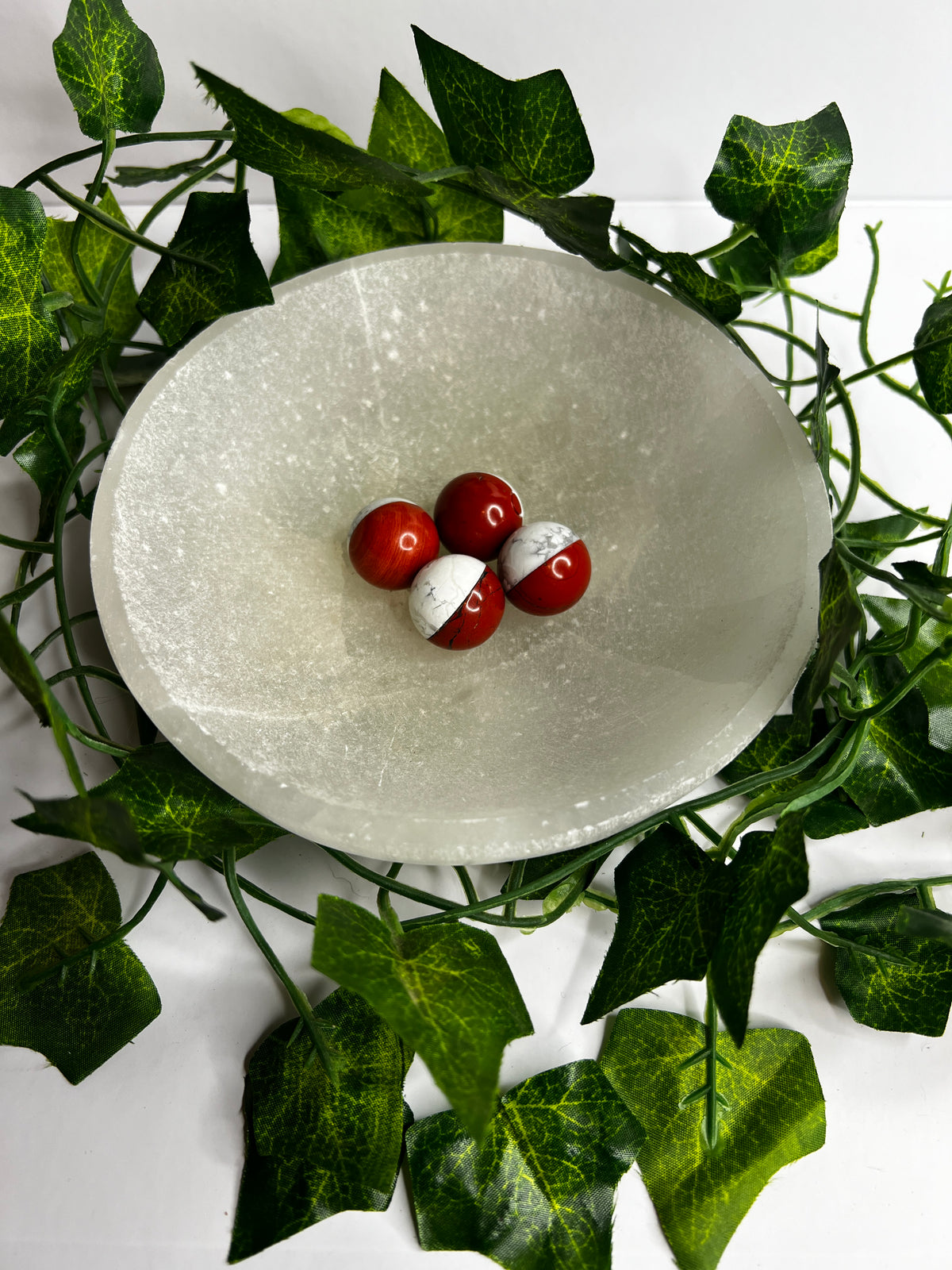 Howlite with Red Jasper Mini Pokemon inspired Spheres