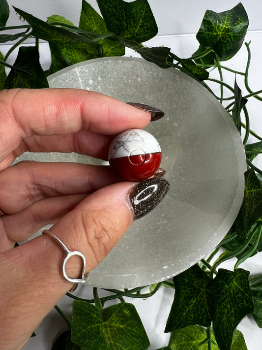 Howlite with Red Jasper Mini Pokemon inspired Spheres