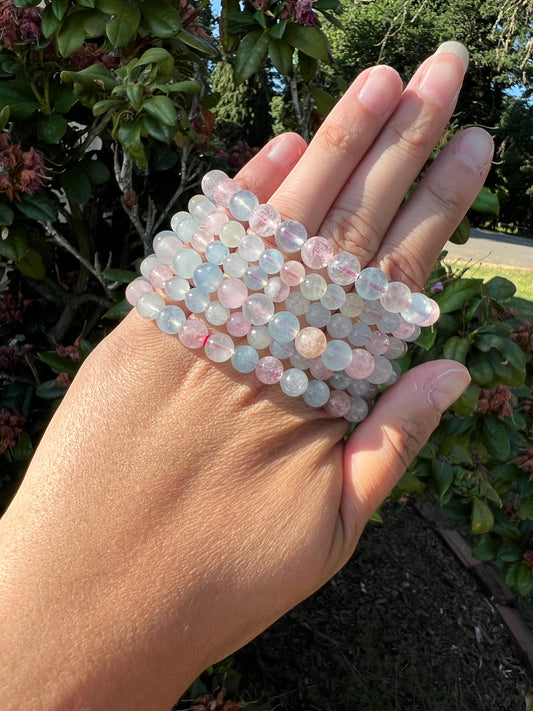 HQ Mixed gem quality Beryl Bracelet (Morganite, Aquamarine, Topaz)