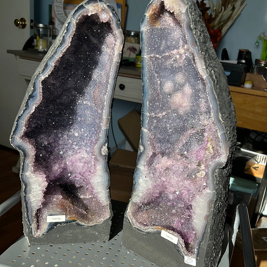 Brazilian Amethyst Cathedral Pair (Galaxy Ombré Style)