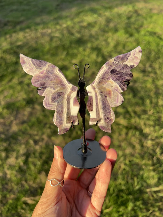 Chevron Amethyst Wings on Stand | Dream Amethyst Crystal Décor option 48
