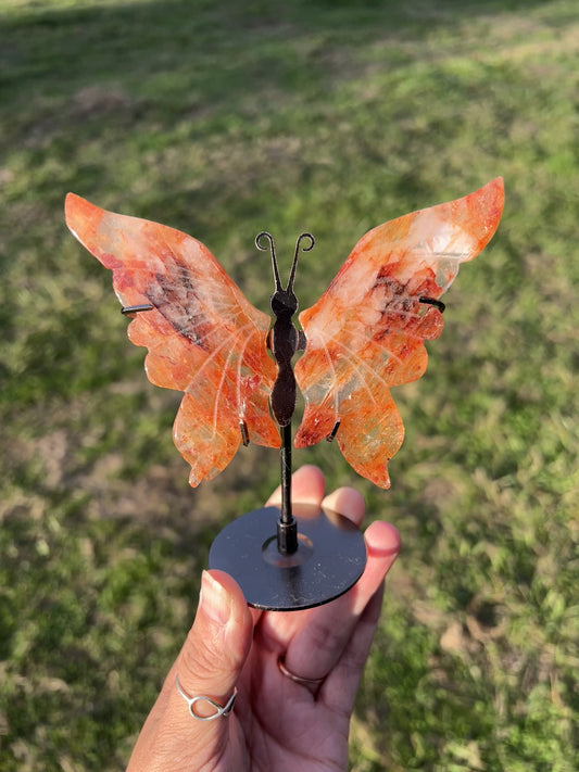 Fire quartz crystal butterfly sculpture for home décor