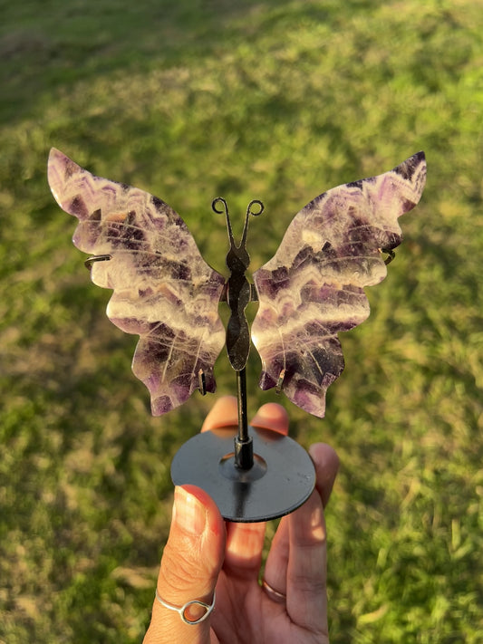 Chevron Amethyst Wings on Stand | Dream Amethyst Crystal Décor (81)