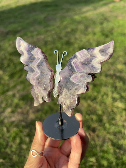 Chevron Amethyst Wings on Stand | Dream Amethyst Crystal Décor Option 140
