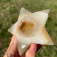 Banded Druzy Agate Star | Natural Agate Crystal Carving Option B