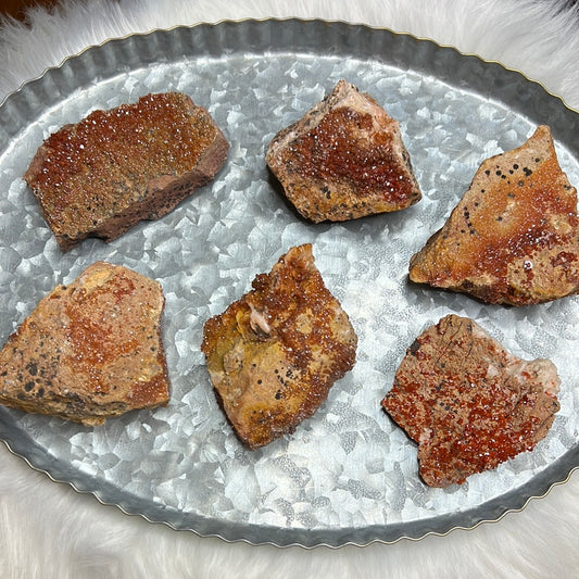 Vanadinite on Soapstone with Barite (Intuitively Chosen)