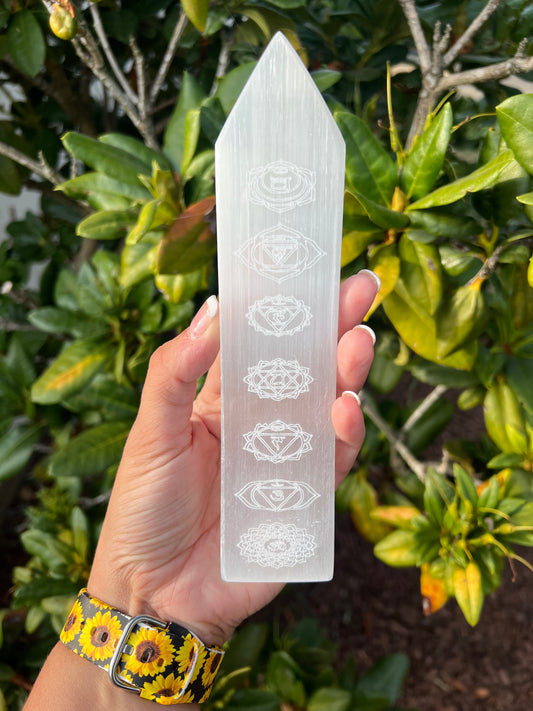 Selenite etched Skinny Plate